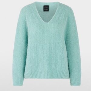 Marc Cain Sport Teal Alpaca Wool V-Neck Chunky Knit Sweater Oversized Small